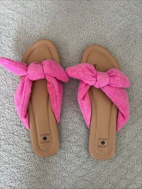 Shade & Shore Hot Pink Knot Toe-Post Sandals